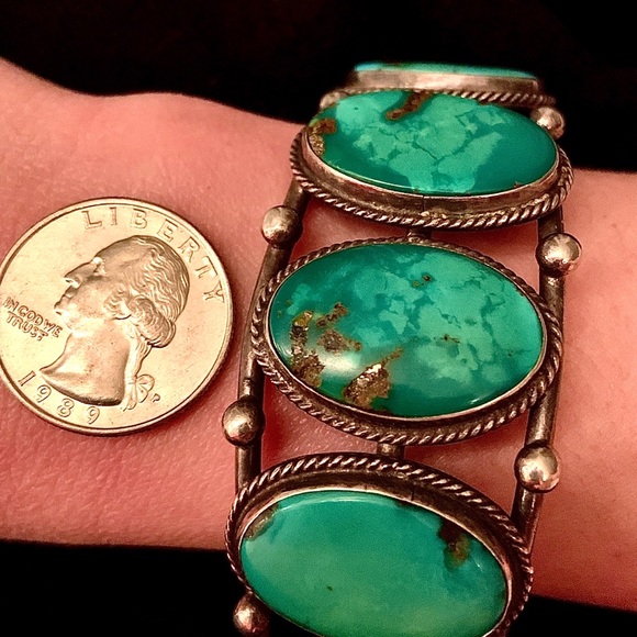 Vintage authentic sterling silver turquoise cuff - Picture 8 of 8